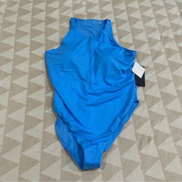 Fabletics Zip-Front One-Piece Swimsuit blue neon - Picture 3 of 4